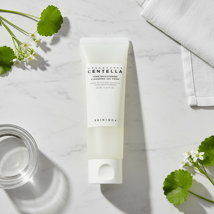 SKIN1004 Tone Brightening Cleansing Gel Foam – Gentle Brightening Face Wash with Centella 125ml - Safe Sun Cosmetics